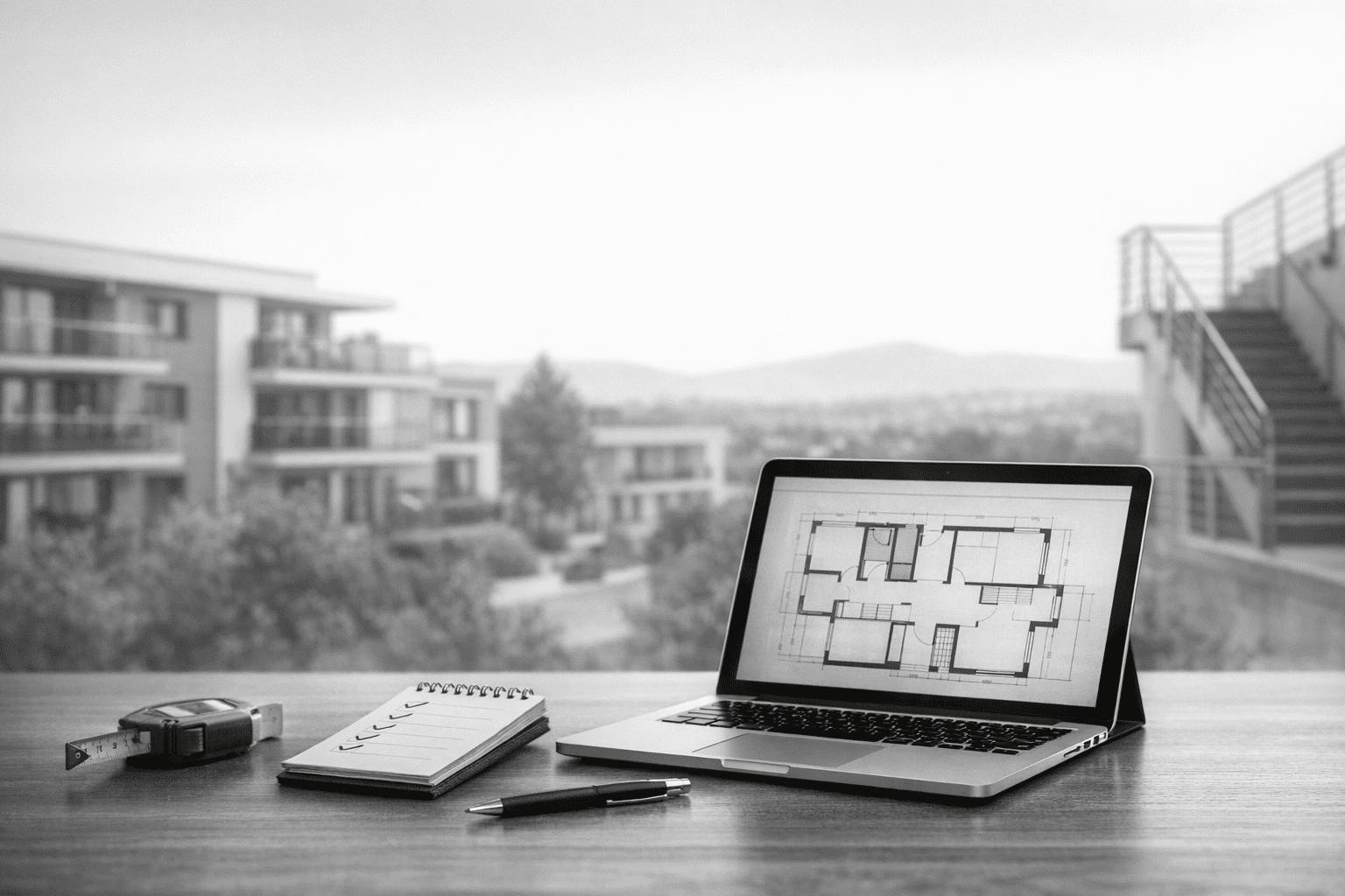 Bad Soden, Blick auf Häuser vor Taunus